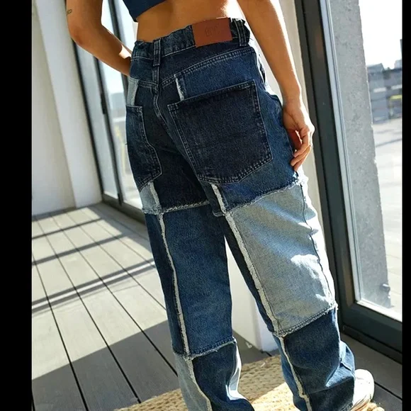 NWT BDG Urban Outfitters Carter Patchwork Loose Fit High Rise Jeans Size 29 - Picture 4 of 16